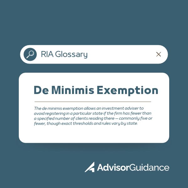 De Minimis Exemption Definition