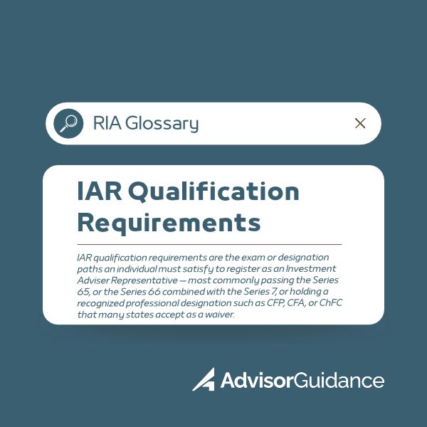IAR Qualification Requirements Definition